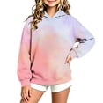 thumbnail image 2 of Girls Pullover Hoodies Girls Tie-Dye Hoodie Pullover No-Drawstring Long Sleeve Relaxed Fit Casual Sweatshirt with Kangaroo Pocket for Fall Winter School Daily Wear (Ages 3-14 Years, 2 of 6