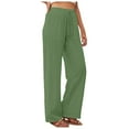 thumbnail image 1 of Women's Linen High Waisted Straight Wide Leg Drawstring Pants with Pockets, Cotton Blend Material, All-Season Wear, 1 of 6