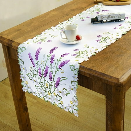 

Table Runner Purple Flower Embroidery Tablecloth Table Cover Wedding Party Decor
