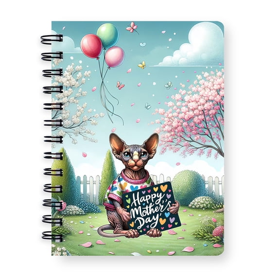 Happy Mother's Day Best Sphynx Mom Ever Spiral Bound Journal Cat Lover Kitten Owner Gifts Idea 5x7in Spiral Notebook - 03002