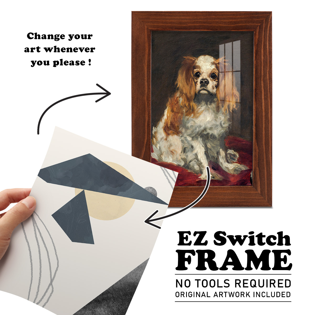 Diamond Slate IV - Framed Print w/glass - Chestnut