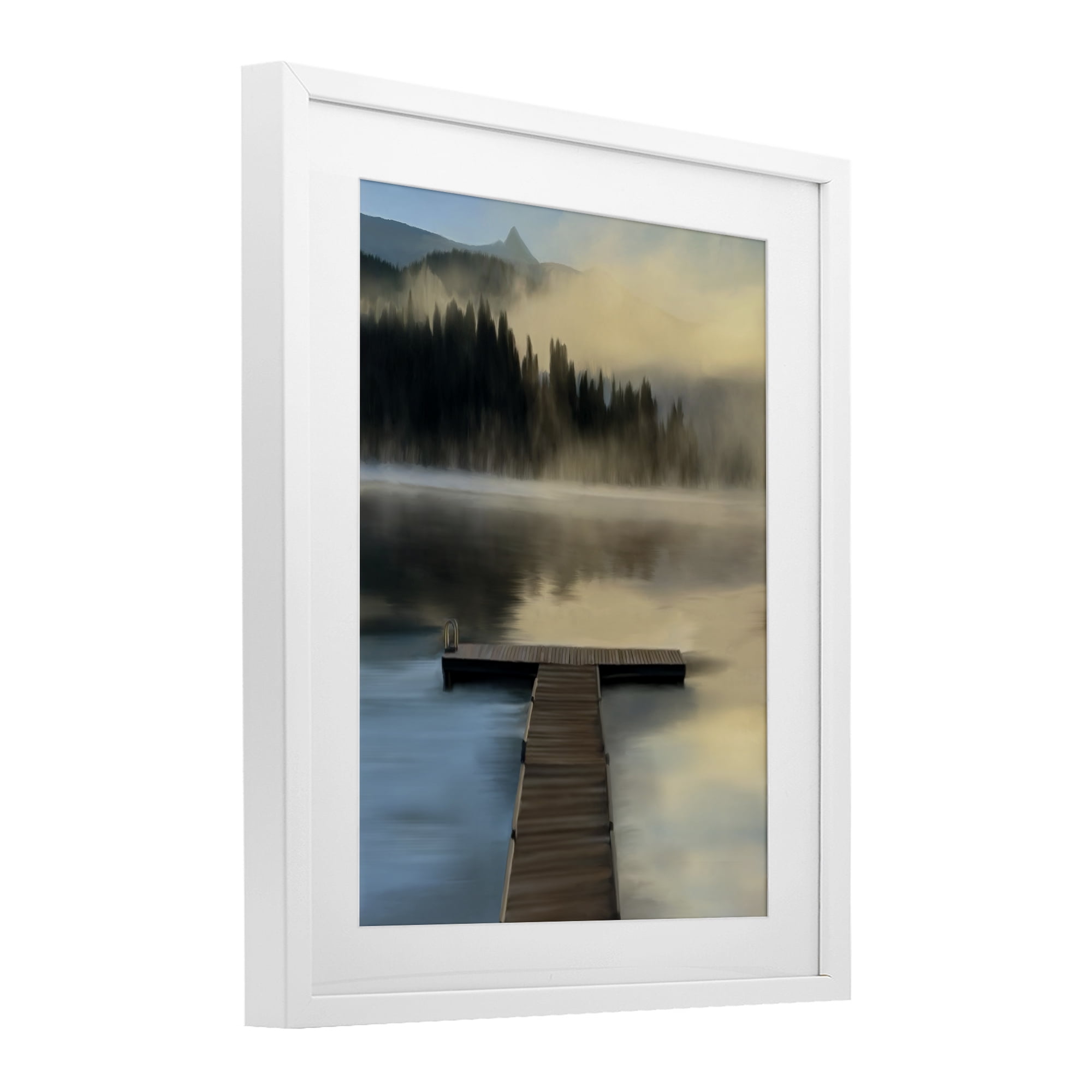 Stupell Industries Reflective Lake At Dusk White Framed Print Under Glass, design by Renel Peters