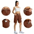 thumbnail image 4 of biudgviw Womens Knee Length Shorts Wide Leg Bermuda Cargo Shorts Outdoor Hiking High Waisted Drawstring Summer Long Shorts with Pockets, 4 of 7