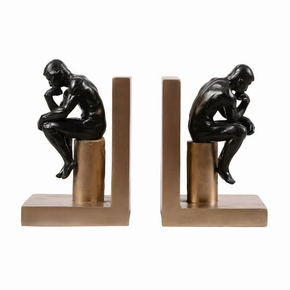 Hi-Line Gift Ltd. Resin Thinker Bookend Set of 2 Home Decor Shelf Display