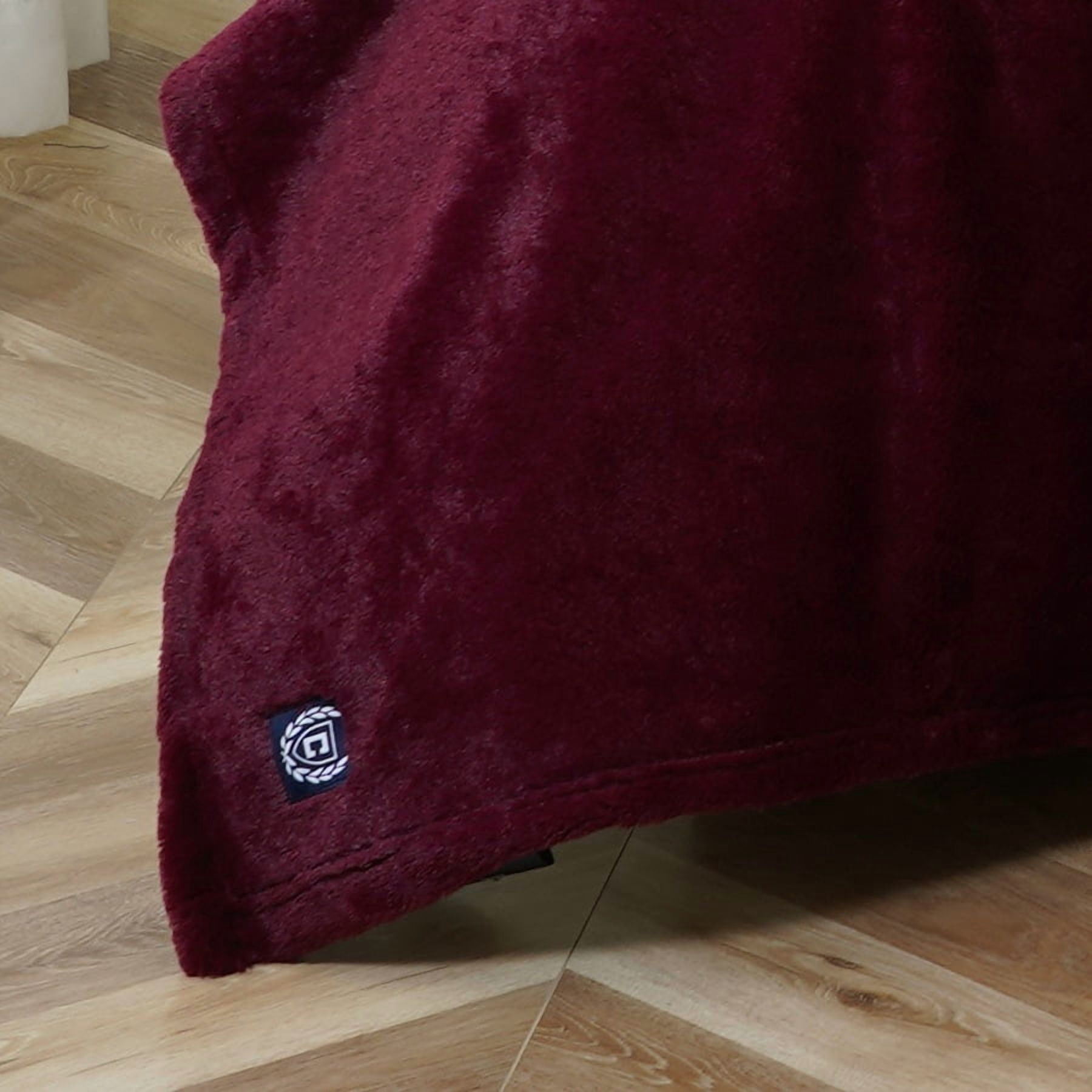 Chaps Plush Bed Blanket with Faux Fur Reverse - Twin 60 X 90, Red