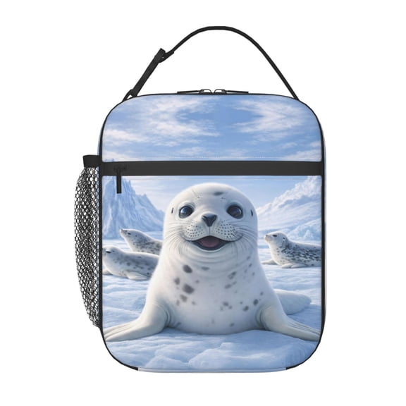 Cute Baby Seal Lunch Bag Reusable Thermal Lunch Tote with Handle for Women and Men