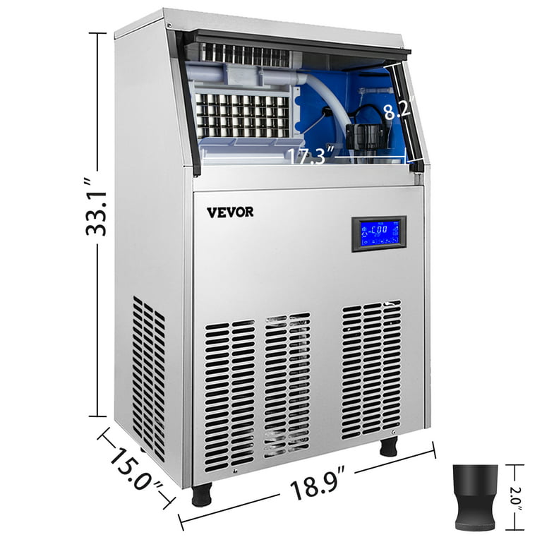 VEVOR 110V Commercial Ice Maker 80-90LBS/24H with 33LBS Bin, Full