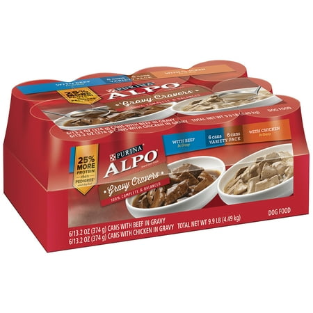 Purina ALPO Gravy Cravers with Beef and Chicken Wet Dog Food Variety Pack, 13.2 Oz, Case of 12