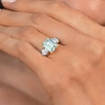 thumbnail image 4 of Gem Stone King 925 Sterling Silver and 10k Yellow Gold Sky Blue Simulated Aquamarine and White Moissanite 3 Stone Engagement Ring for Women (4.23 Cttw, Octagon Cut 10X8MM, Size 7), 4 of 4