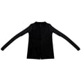 thumbnail image 4 of Women's Double Zip Ribbed Knit Cardigan Tight Fitting Crop Top With Collar, 4 of 4