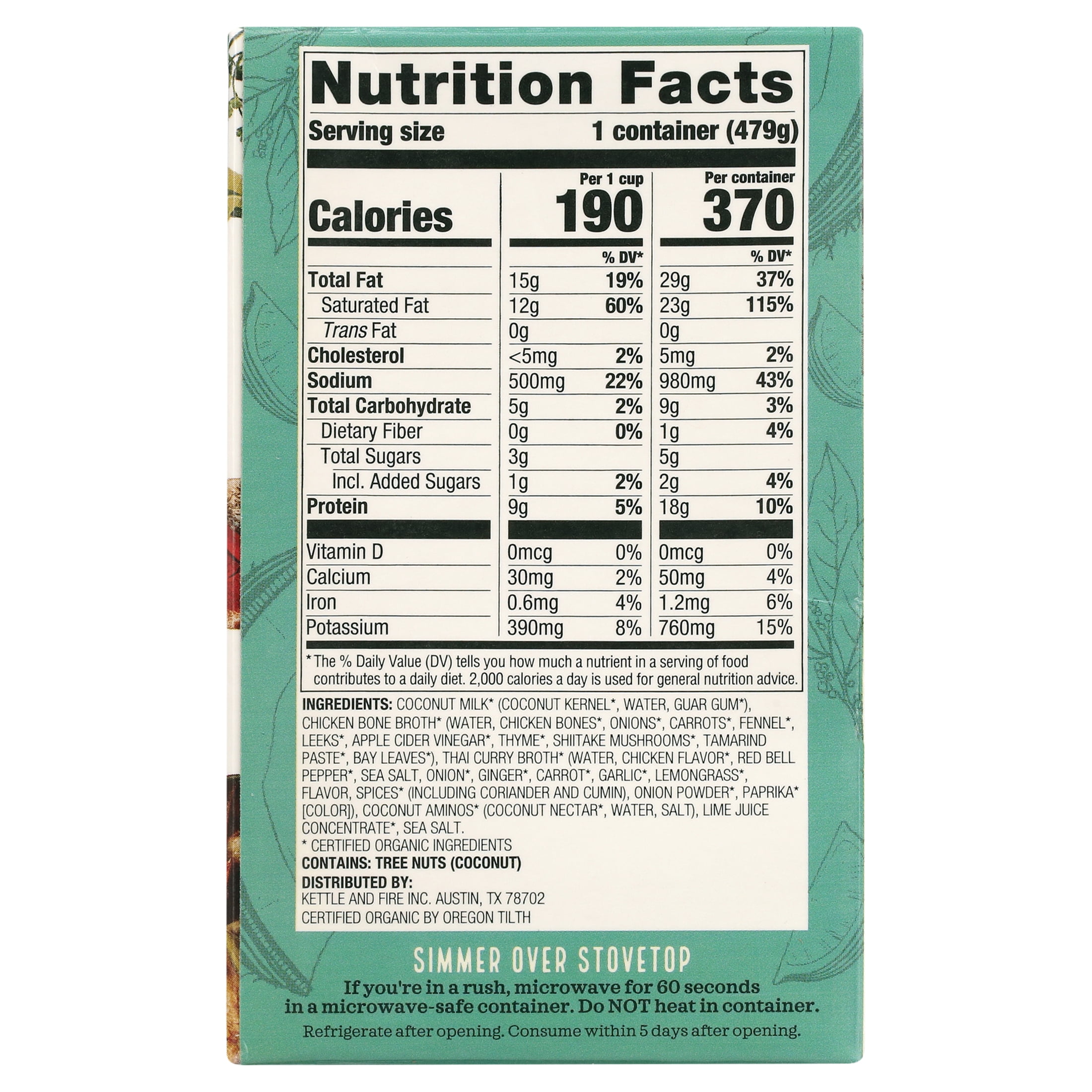 Kettle & Fire Keto Coconut Curry & Lime Bone Broth 16.9 oz Pack of 2