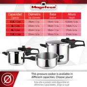 MAGEFESA Practika Plus 3.4-Quart Stainless Steel Pressure Cooker, 5 Safety Features, All Stovetops