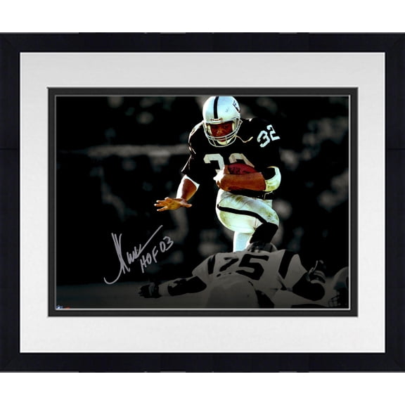 Framed Marcus Allen Oakland Raiders Autographed 11" x 14" Spotlight Photograph with HOF 03 Inscription - Fanatics Authentic Certified