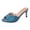 Blue, variant on Sparkly Rhinestones Stiletto High Heels Dress Backless Sandals for Women Bride Wedding Elegant Beach Peep Toe Slides Mules Summer Gold Size 8.5