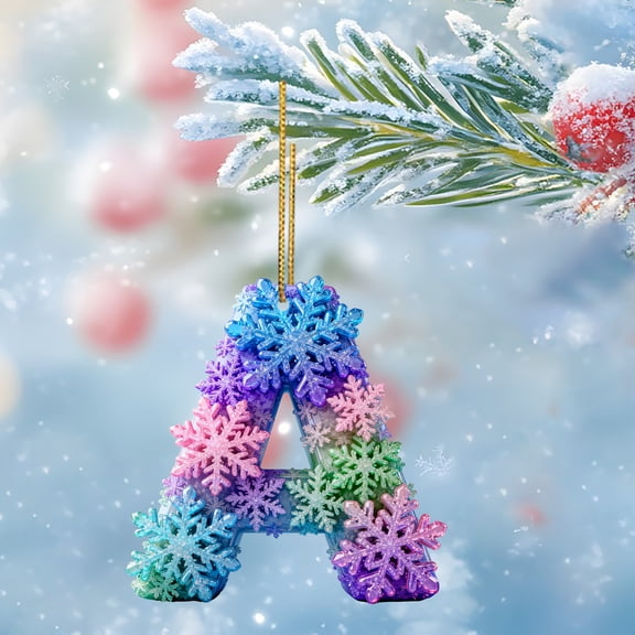 karymi 26 Alphabet Snowflake 2D Acrylic Pendant Car Backpack Decoration Christmas Ornament Personalized Initial Holiday Gift Christmas Decor Christmas Party Favors Christmas Outdoor Decorations