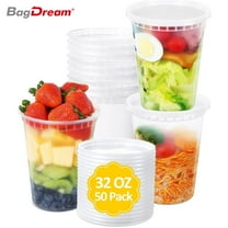 BagDream Deli Containers with Lids 32oz 50 Set Plastic Food Storage Containers with Airtight Lids, Leak proof Freezer Containers for Meal Prep