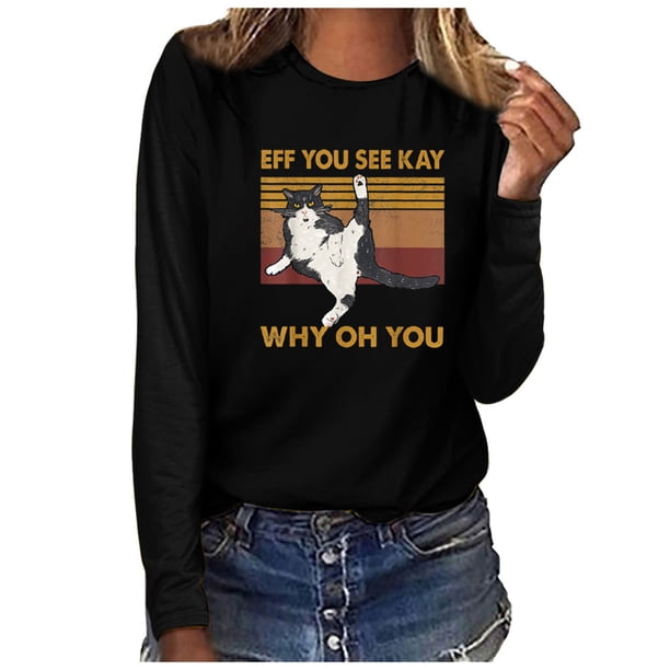 Blusa cómoda de manga larga con estampado de letras para mujer a la moda Fridja fksj1512
