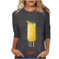 thumbnail image 2 of Qertyioot Vêtements de Noël pour Femmes, T-Shirt Décontracté d'Été à Imprimé Bière Col Rond Manches 3/5 Ample, 2 of 5