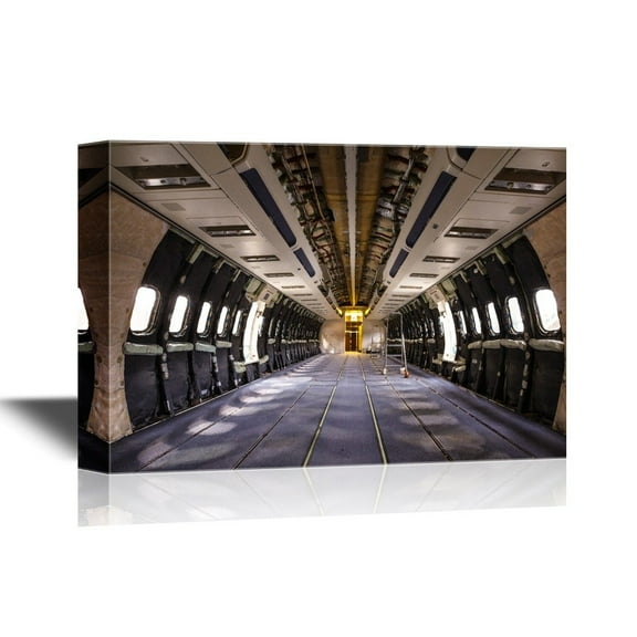 wall26 - Watercolor Style Canvas Wall Art - Airplane Under Heavy Maintenance - Gallery Wrap Modern Home Art | Ready to Hang - 24x36 inches