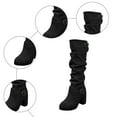 thumbnail image 6 of Slouchy Knee High Boots Women Platform Block Heel Adjustable Buckle Strap Booties Casual Dressy Winter Tall Boots, 6 of 6