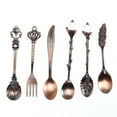 thumbnail image 2 of 6pcs Vintage European Tableware Coffee Spoon Set Royal Spoon Fork Set Dessert Forks for Sweet Snacks (Red Bronze), 2 of 8