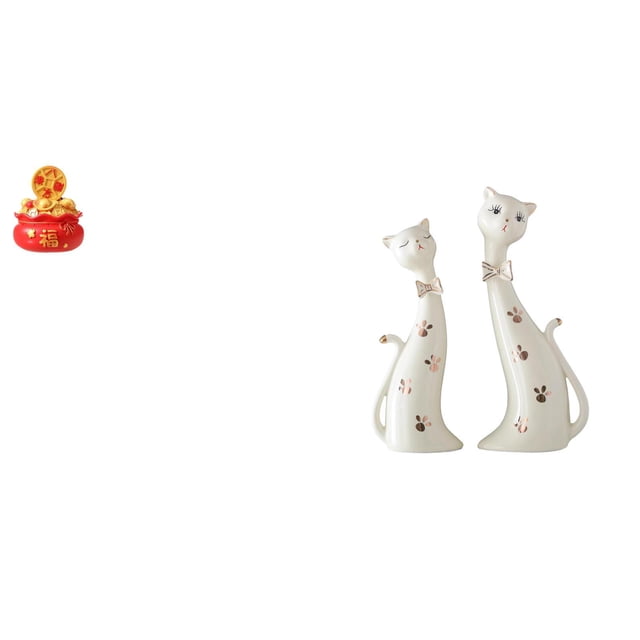 Figura Decorativa De Pareja De Gatos Del Tesoro Del Festival, Cornucopia, Arte Artesanal, Regalo De Boda Para Dormitorio, Comedor, Inauguración De La Casa, Estatua Coleccionable