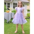 thumbnail image 2 of IBTOM CASTLE Toddler Kids Girls Butterfly Dress Sparkle Tulle Ruffle Sleeve Wedding Formal Birthday Pageant Shoot Dresses Purple, 2 of 7
