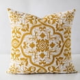 thumbnail image 2 of Fennco Styles Ornate Medallion Jacquard Throw Pillow - Poly Filled, 18" x 18" Mustard Yellow Decorative Accent Pillow for Sofa, Couch & Bed for Home Décor, 2 of 4