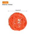 thumbnail image 2 of Unique Bargains 4 Pcs Wicker Rattan Balls 3.9 Inch Rattan Decorative Balls for Vase Fillers Craft Home Decor Orange, 2 of 5