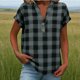 thumbnail image 2 of Blusas para las Mujeres Casual Verano Botón Sólido Cuello en V Suelto Camiseta Blusa Tela Suave Transpirable para la Oficina Casual Uso Diario Camisa de Denim Vestido Mujeres, 2 of 8