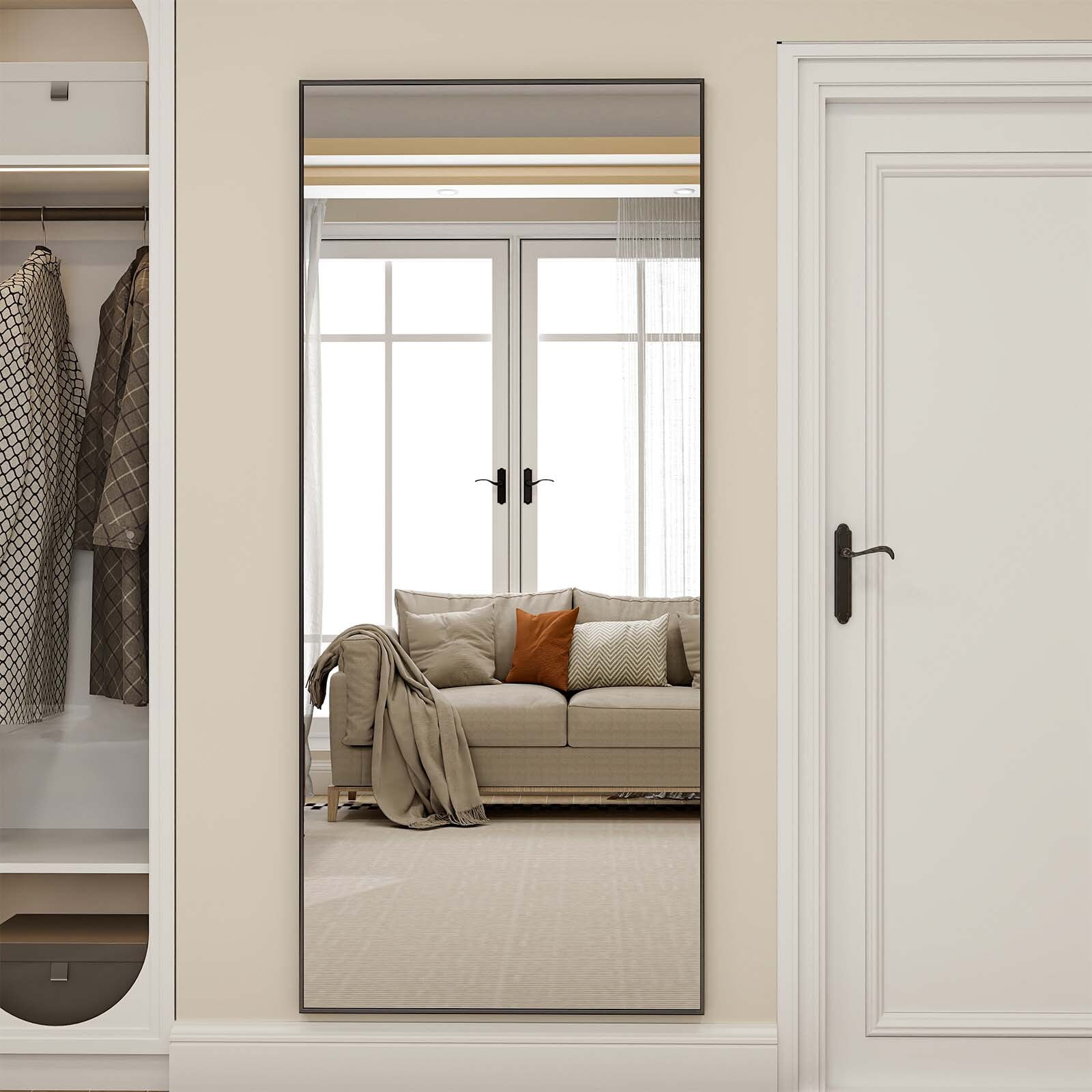 Anyrose 71"x 26" Full Length Mirror Rectangular Floor Standing Mirror Wall Mounted, Black