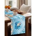 thumbnail image 4 of Summer Marine Life Table Runner, Cartoon Shark Watercolor Blue Starfish Corals Cotton Linen Kitchen Table Decoration Washable Dining Tabletop Runners for Home Party Decor 13x90 Inches, 4 of 9