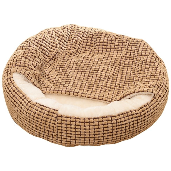 Small Dog Bed with Attached Blanket, Cozy Donut Cuddler Anti-Anxiety Hooded Pet Beds Calming Cave Bed. Orthopedic Round Puppy Beds for Dogs or Cats Washable, Anti-Slip Bottom