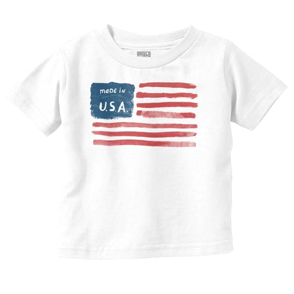Made in USA American Flag Watercolor Toddler Boy Girl T Shirt Infant Toddler Brisco Brands 4T