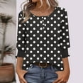 thumbnail image 2 of Ashirexll Tops for Women Trendy, Ladies Tops and Blouses, Striped Printed Button Up 3/4 Length Round Neck T Shirt Top, 2 of 7