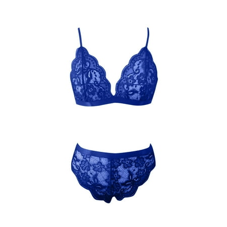 

Gubotare Lingerie For Women Women Lingerie Teddy Bodysuit with Garter Belt Lace Full Slips No Stockings Blue M