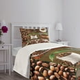 thumbnail image 4 of Ambesonne Brown Quilted Bedspread Set 2 Pcs, Coffee Beans and Bags, Twin Size, Brown Green, 4 of 5