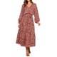 thumbnail image 1 of Vestido largo PRETTYGARDEN para mujer de manga larga con estampado floral naranja, 1 of 7