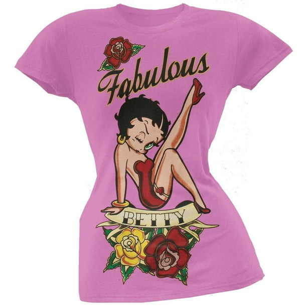 Betty Boop - Betty Boop - Fabulous Light Pink Juniors T-Shirt - Walmart.com - Walmart.com