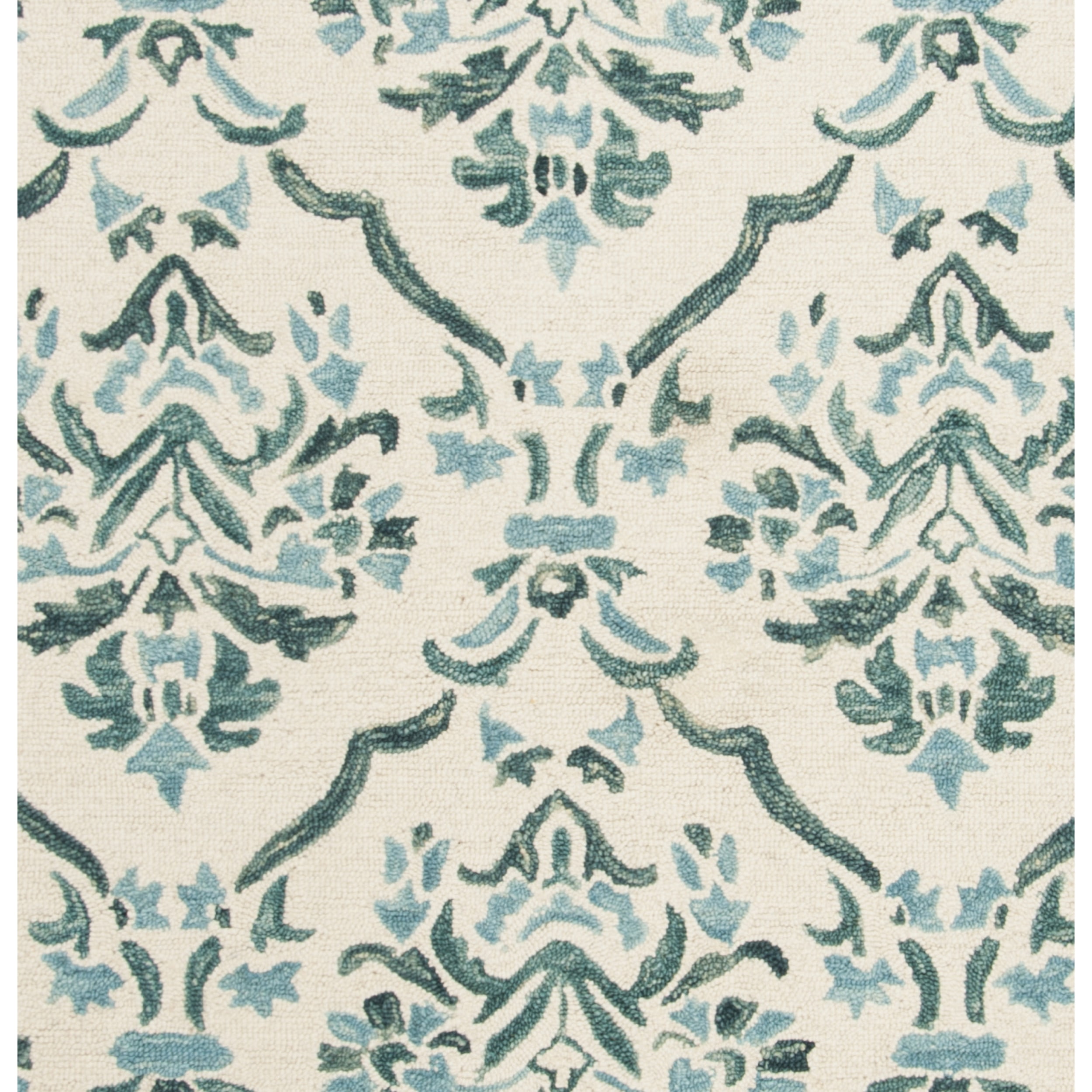SAFAVIEH Suzani Oakley Geometric Wool Area Rug, Ivory/Turquoise, 8' x 10'