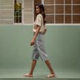 thumbnail image 4 of Tumotour Linen Shorts For Women Running Workout Gym Short High Waisted With Pocket Half Shorts Pants Drawstring Side Pockets For Casual Wear, 4 of 9