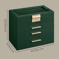 thumbnail image 6 of LEDREM Jewelry Box Organizer, 4-Layer Stackable Storage with 3 Drawers & Glass Lid, Modern Vanity Display Case for Earrings Necklaces Rings, Forest Green and Gold, 6 of 7