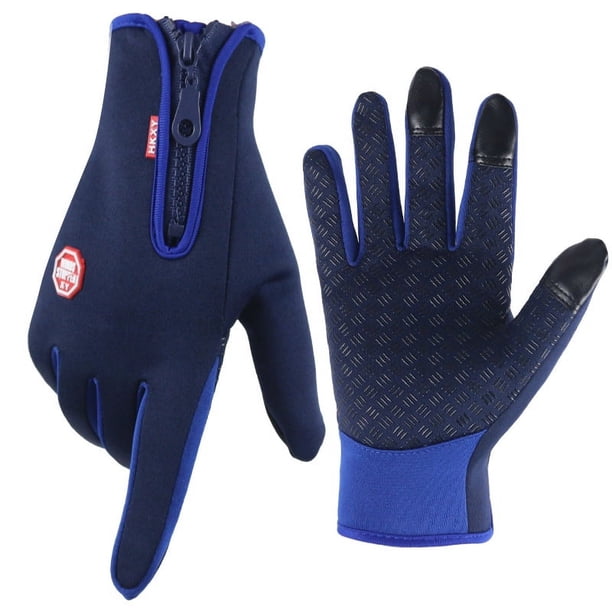 Guantes de esquí con cremallera y forro polar para pantalla táctil, para otoño e invierno, cálidos, forrados con forro polar, resistentes al frío, impermeables, para exteriores, para hombres y mujeres