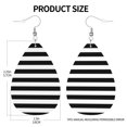 thumbnail image 3 of Black And White Stripe Leather Teardrop Earring Lightweight Drop Earrings For Women, 3 of 6