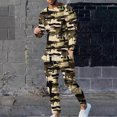 thumbnail image 2 of DeHolifer Mens Sets 2 Piece Outfits Camouflage Long Sleeve Lightweight T-Shirts and Jogging Pants Athletic Sweatsuit Khaki XL, 2 of 7
