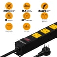 thumbnail image 4 of Multiprise 12 Prises, 2100 Joules Protection contre les Surtensions, Cordon d'Alimentation 6 Pieds, Multiprise à Grand Espace, Interrupteur de Protection contre les Surcharges, Industriel Robuste pour Banc de Travail, Atelier, Garage..., 4 of 4
