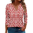 thumbnail image 1 of T-Shirt à Manches Courtes pour Femmes Liquidation T-Shirt Fille Mode Décontractée Motif Imprimé Col en V Manches Trois-Quarts Haut T-Shirt, 1 of 5