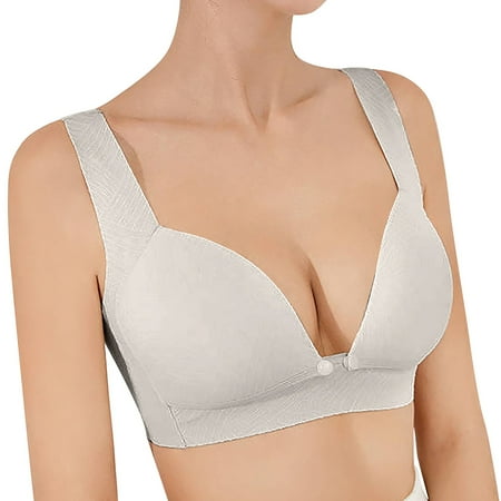 Pavied Nursing Bras Push Up Bra Front Closure Bras Women Lace Front Button Shaping Cup Adjustable Shoulder Strap Large Size Underwire Bra Plus Size Bra Womens Bras Beige S