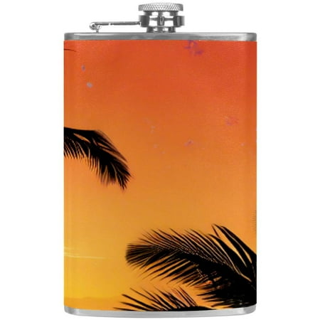 

josid Trees Print 3.6x6in Stainless Steel Small Flask Leak-Proof Stainless Steel Construction Wrapped in Premium Two-Layer Leather Nano-Printed Design 227ml Capacity