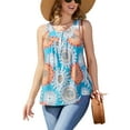 thumbnail image 1 of Charmo Débardeurs Fluides à Boutons pour Femmes Col Rond Plissé Blouses Décontractées avec Soutien-Gorge Intégré, S-3TG, 1 of 7